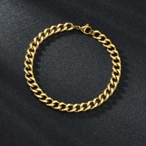 Bracelet vintage en maille cubain  fond noir or