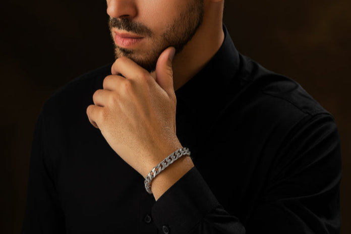 Bracelet vintage en maille cubain homme