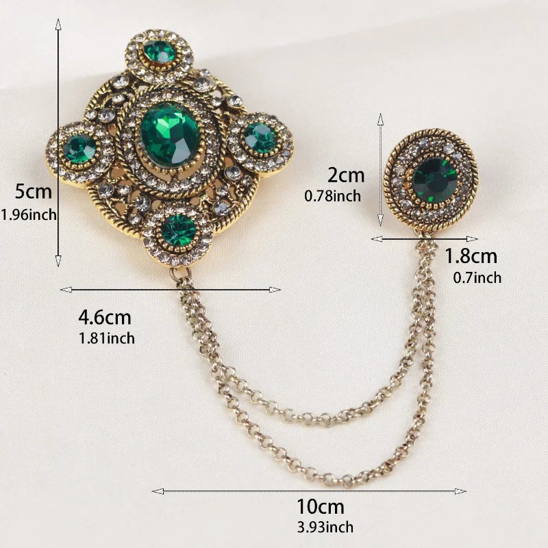 Broche vintage émeraude