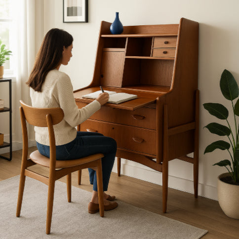 Bureau secrétaire vintage fille