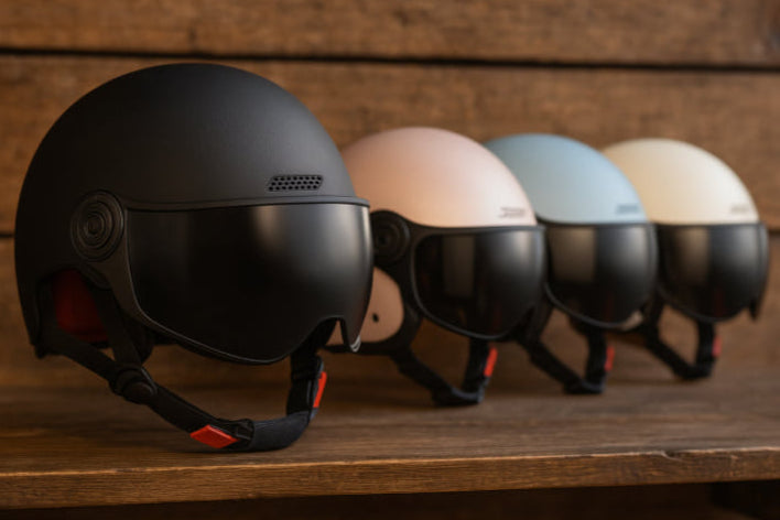 Casque jet rétro abs blanc noir