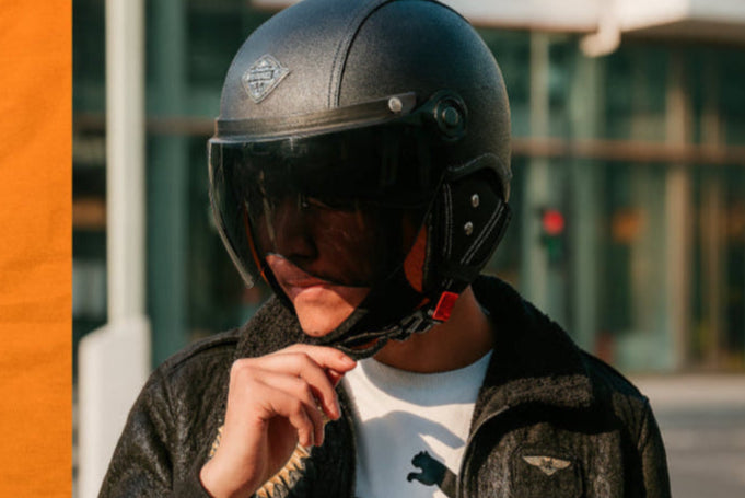 Casque jet vintage orange