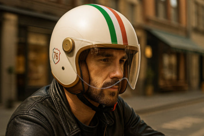 Casque moto jet vintage rue