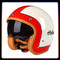 Casque moto rétro blanc rouge