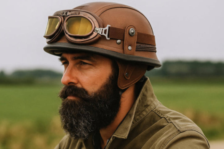 Casque moto vintage army homme