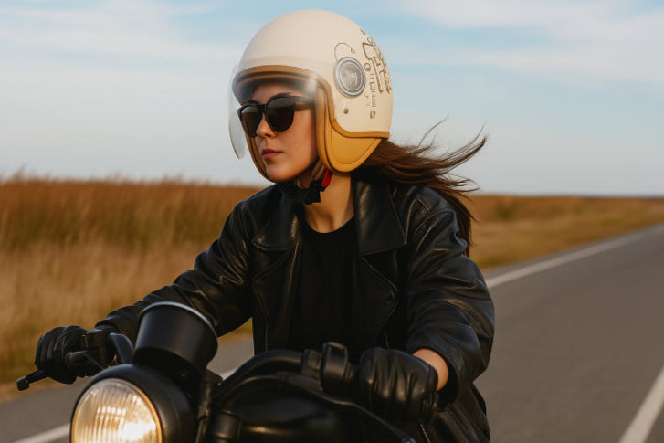 Casque moto vintage fantaisie rue fille