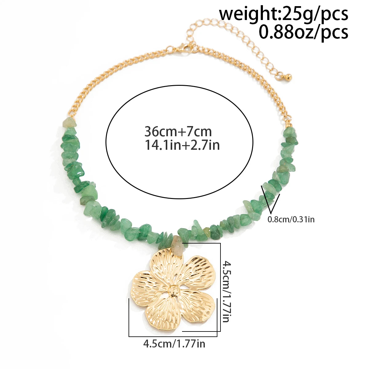 Chaine bohème pierre concassées taille