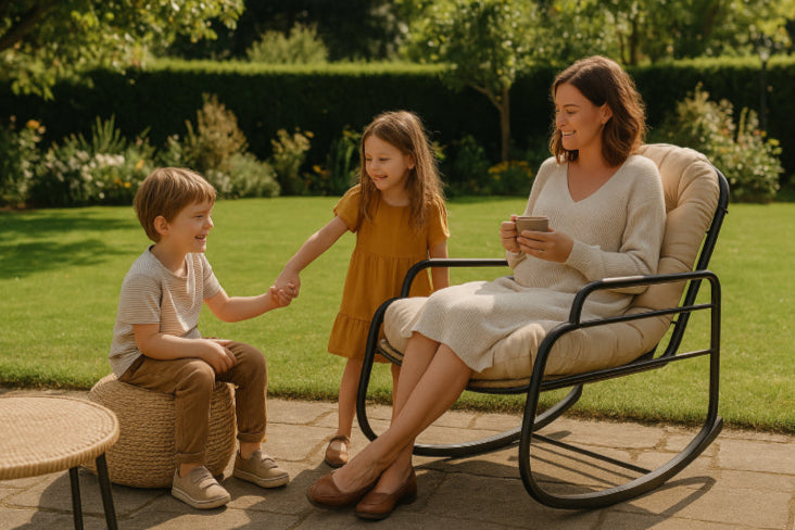 Chaise à bascule vintage jardin et salon famille