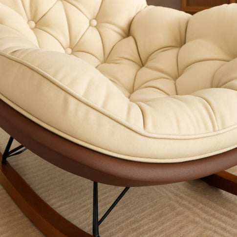 Chaise à bascule vintage scandinave blanc marron