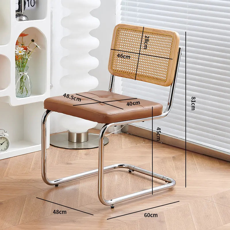 Chaise cannage vintage crème marron