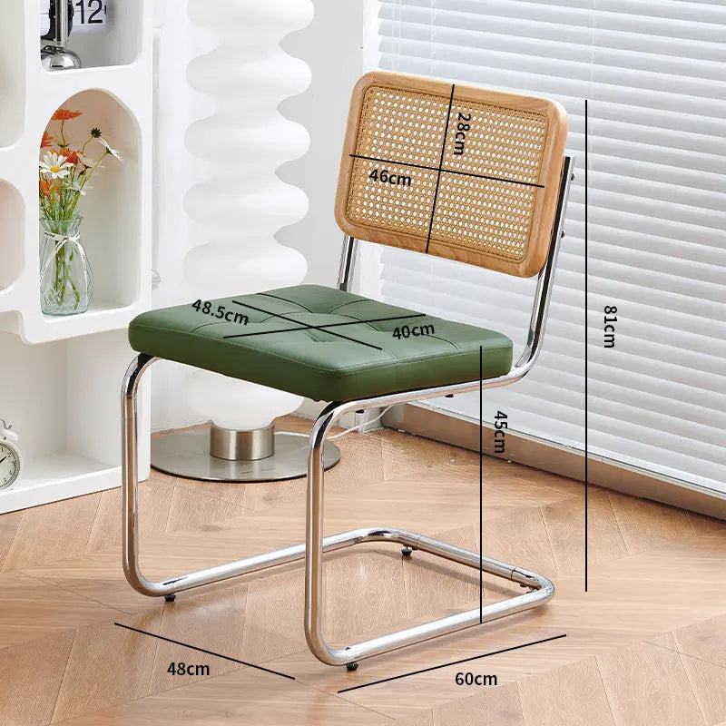 Chaise cannage vintage vert marron