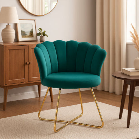 Chaise coquillage vintage tapis