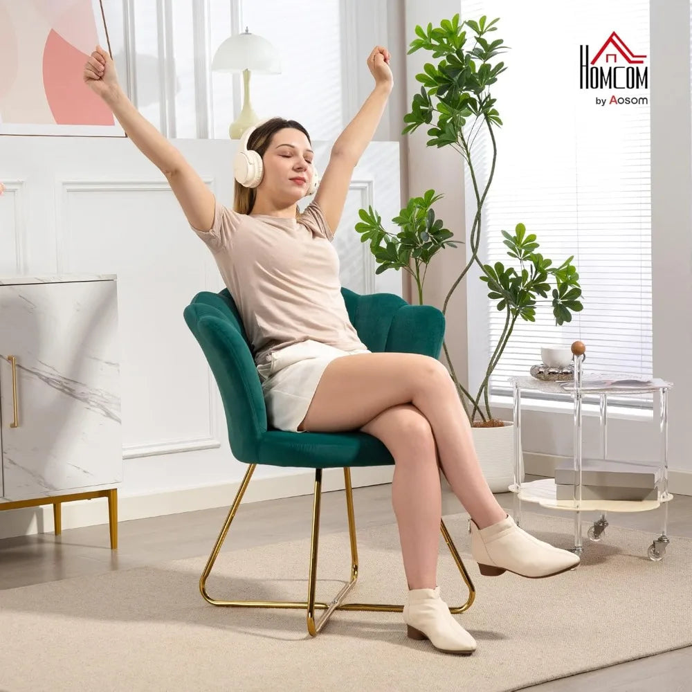 Chaise coquillage vintage vert foncé