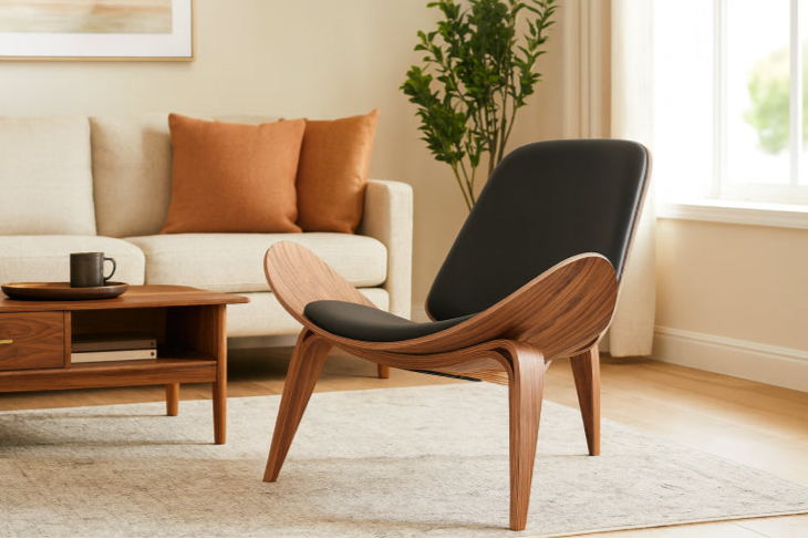 Chaise de salon bois massif Tapis beige