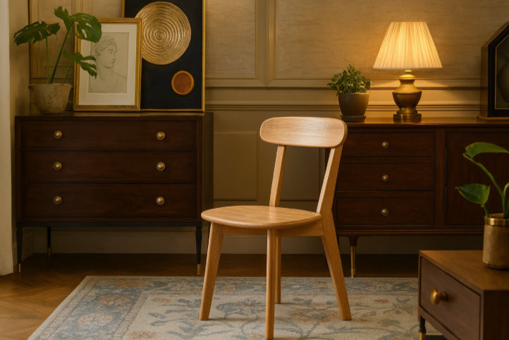 Chaise en bois vintage salon