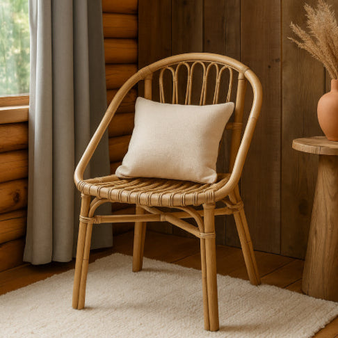 Chaise en rotin Bohème jeté