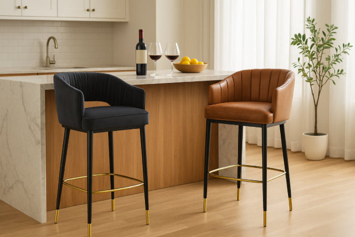 Chaise haute vintage marron bleu