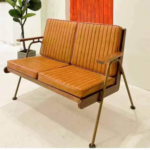 Chaise industriel vintage américain 2 places