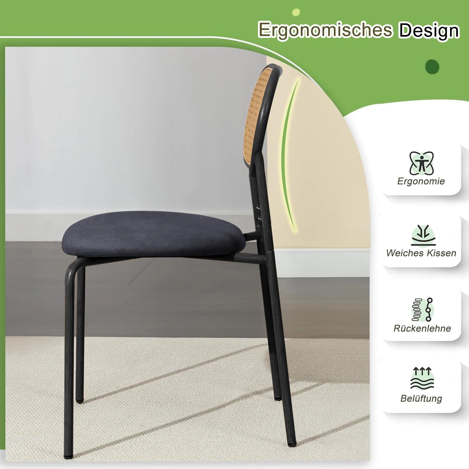 Chaise rétro rotin forme