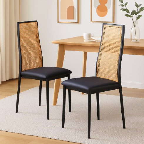 Chaise vintage noir rotin salon