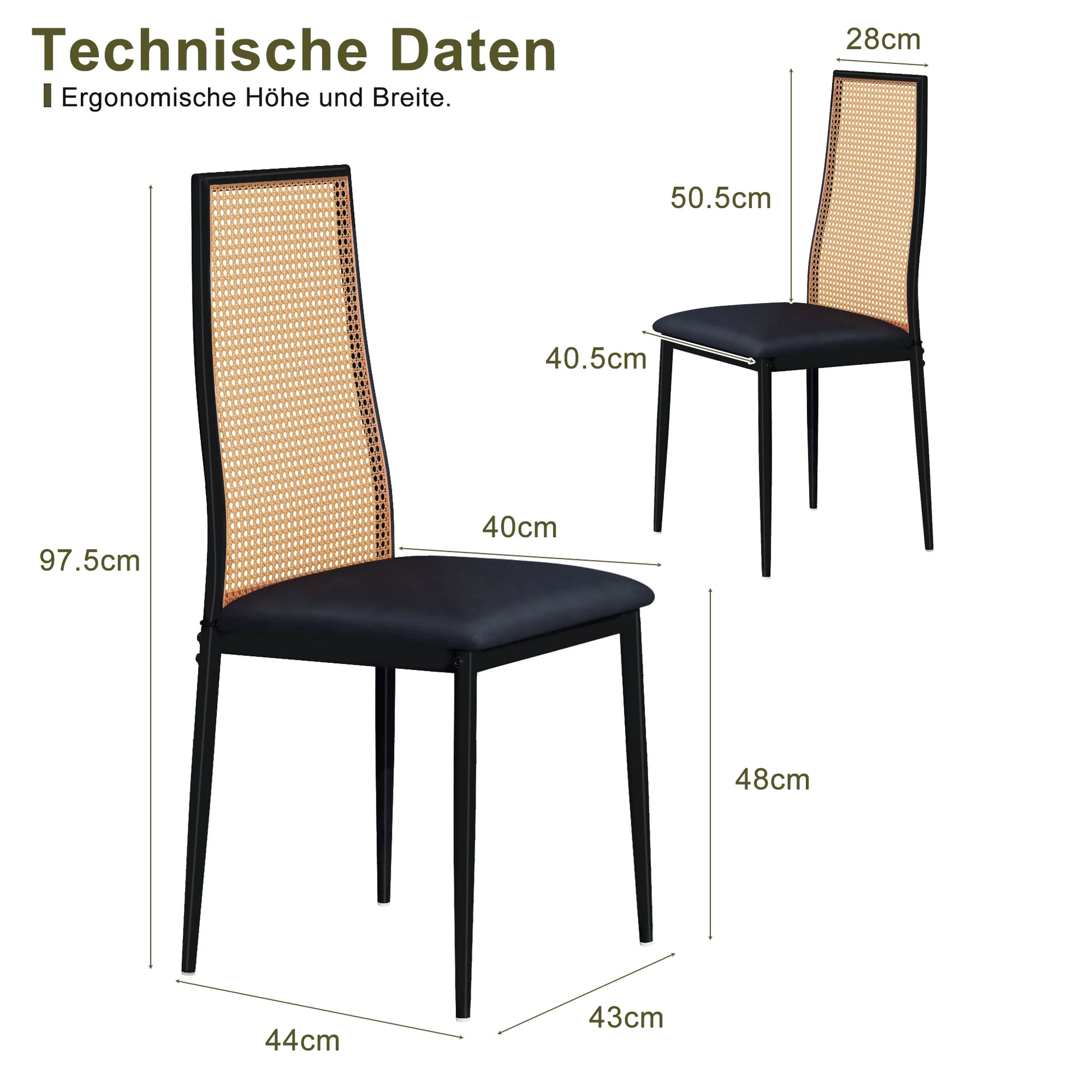 Chaise vintage noir rotin tapis  taille