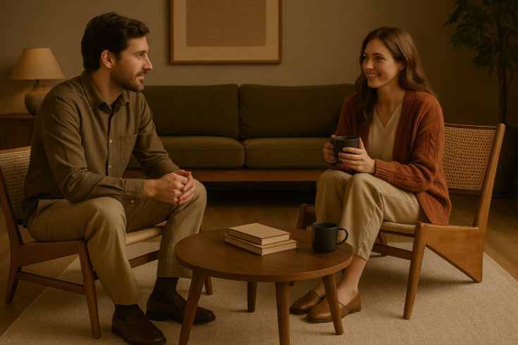 Chaise vintage style Japon salon vert