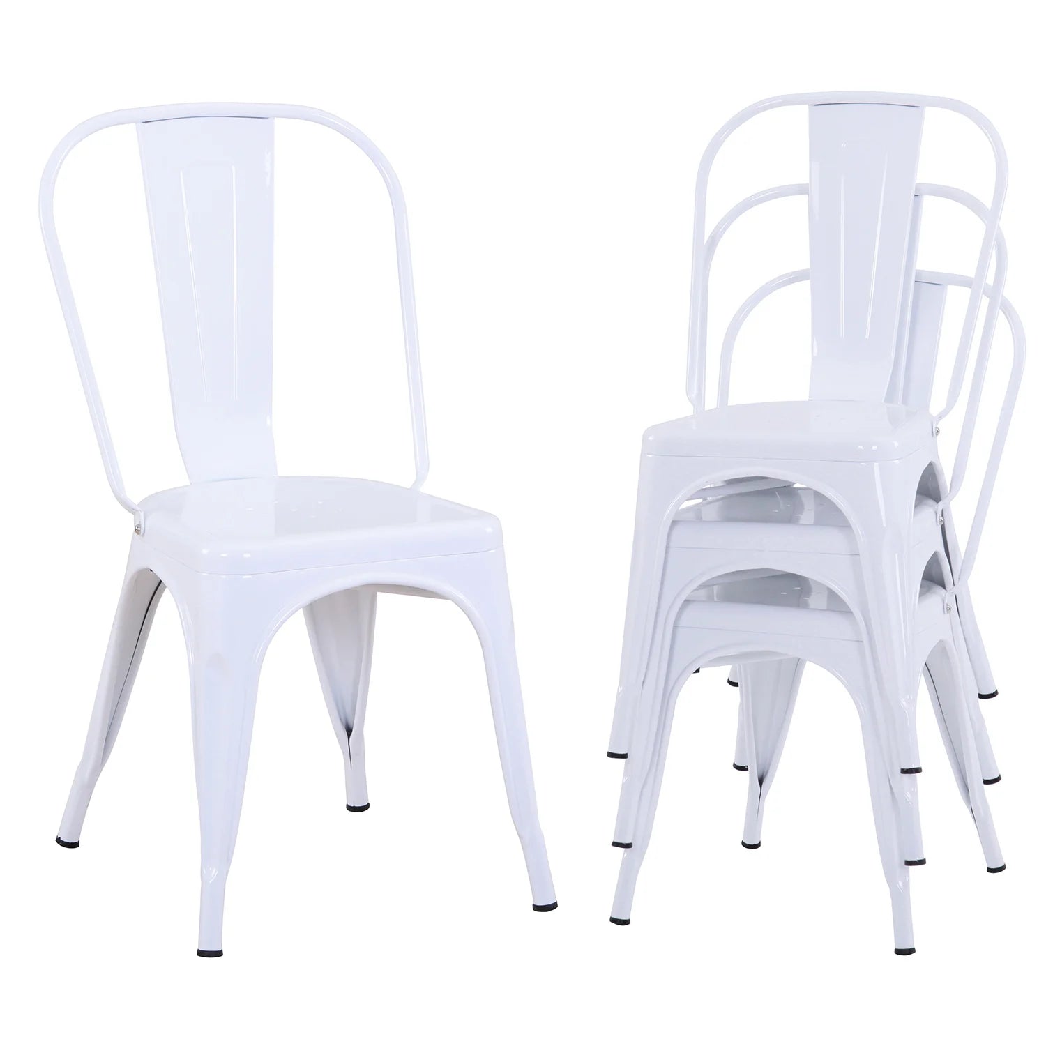 Chaises en métal vintage blanc