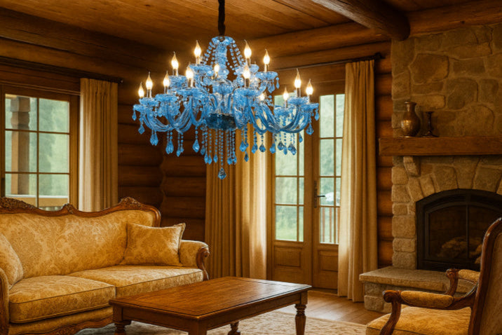 Chandelier Crystal Vintage bleu
