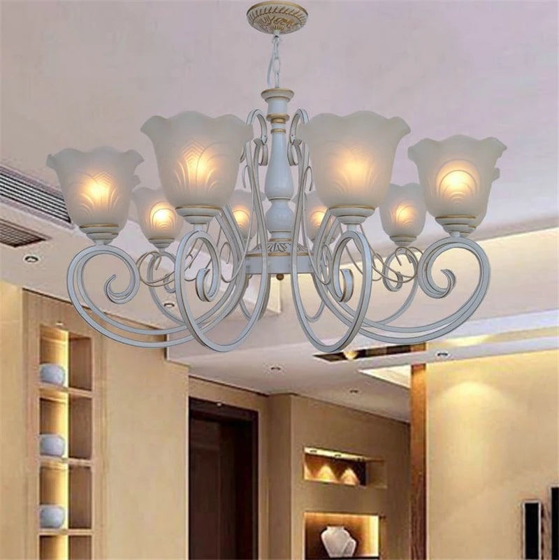Chandelier lustre vintage blanc