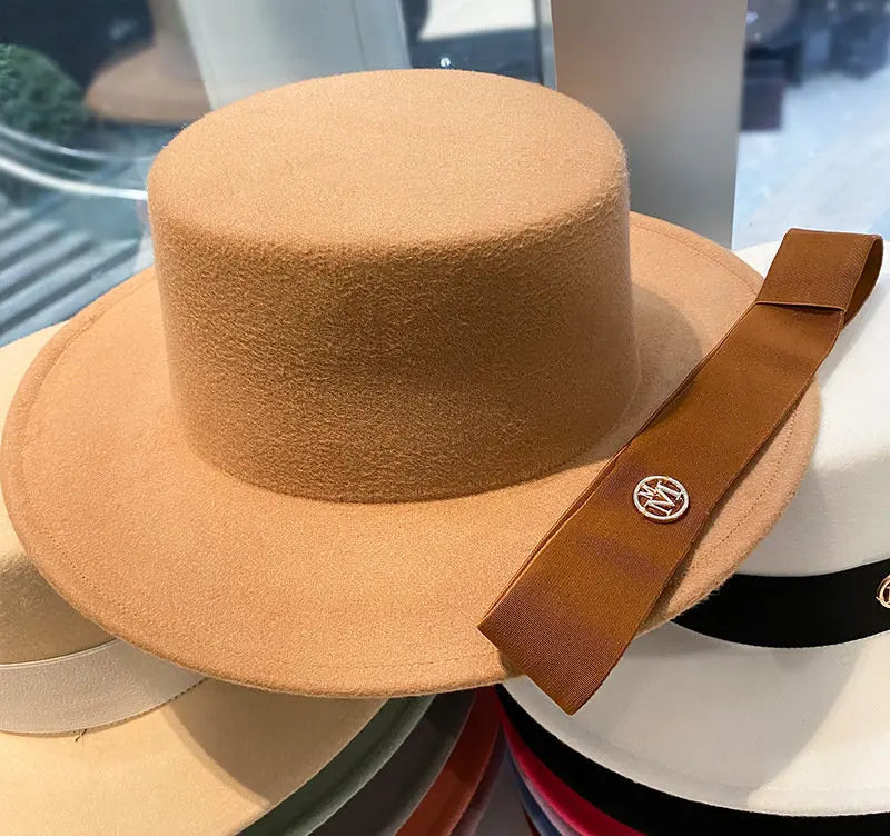 Chapeau femme vintage camel sans bandeau