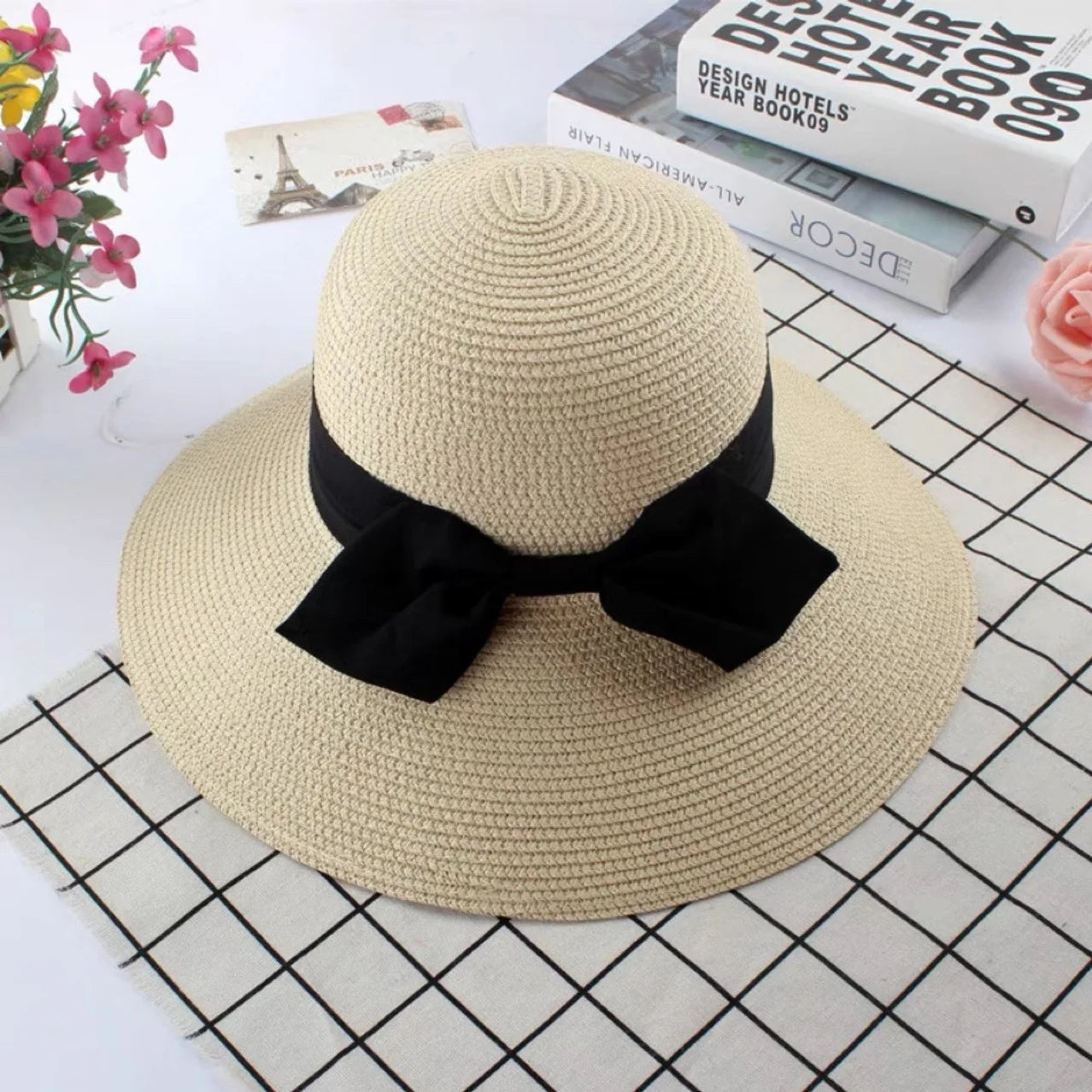 Chapeau femme vintage d'été crème