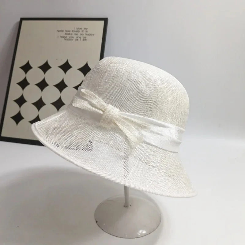Chapeau femme vintage de plage blanc