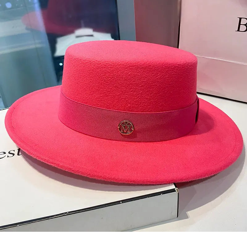 Chapeau femme vintage rouge rose