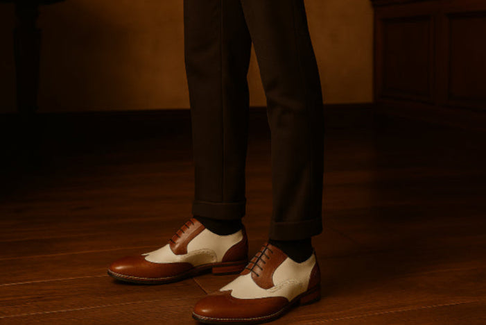 Chaussures vintage homme marron blanc