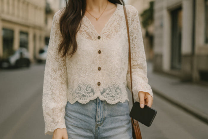 Chemise en dentelle vintage rue