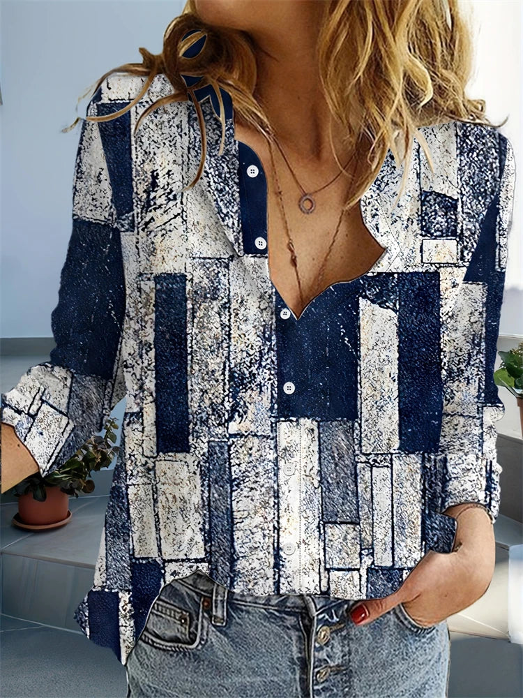Chemise vintage femme bleuet