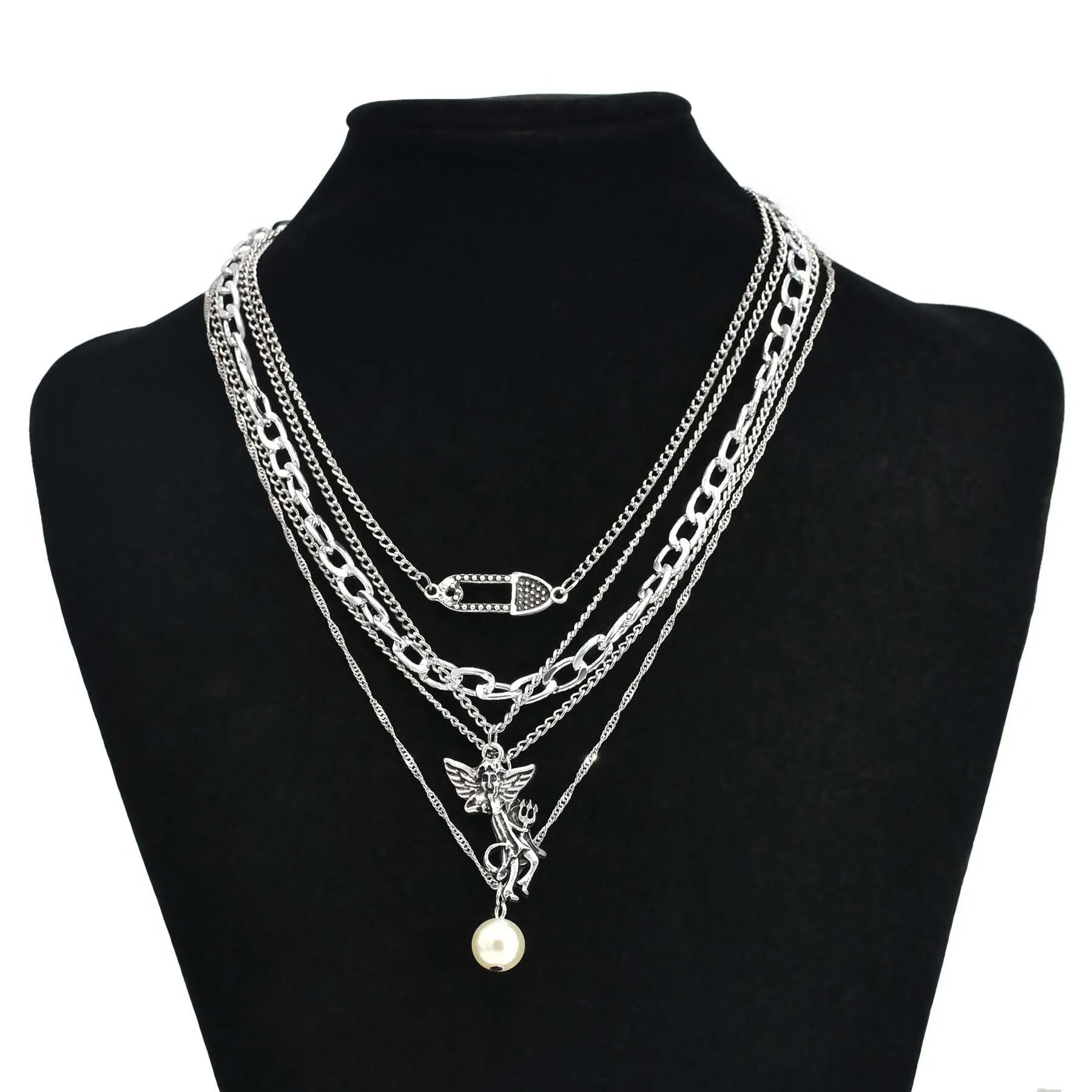 Collier vintage ange et démon