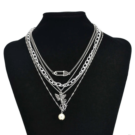 Collier vintage ange et démon