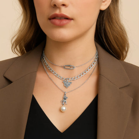 Collier vintage ange et démon  classique