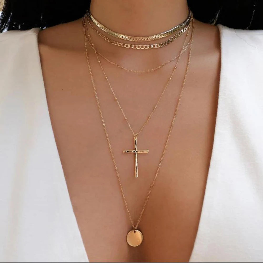 Collier vintage croix rond