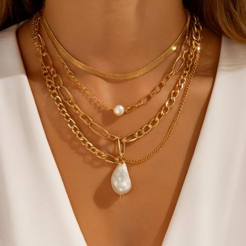 Collier vintage doré pierre