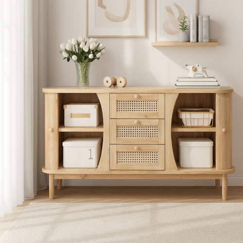 Commode vintage en rotin  porte