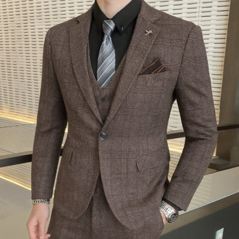 Costume 3 pièces homme vintage marron gris
