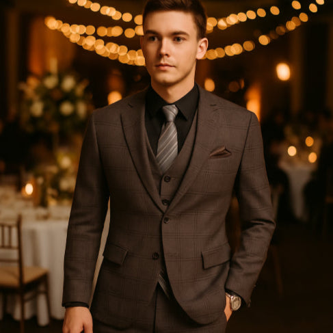 Costume 3 pièces homme vintage marron noir