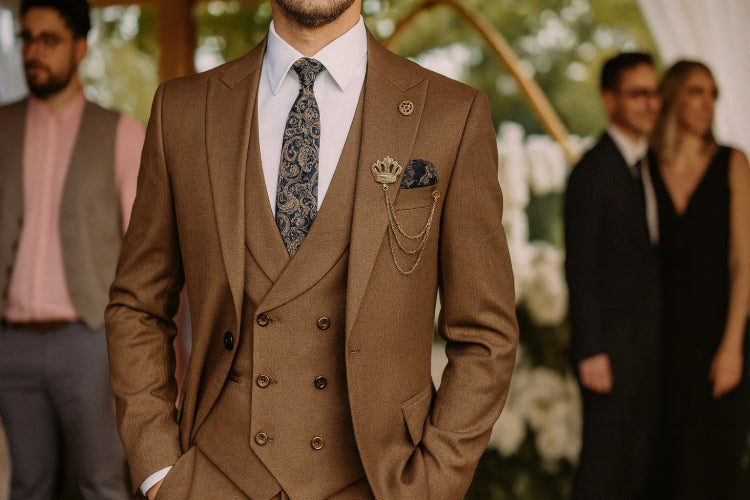 Costume 3 pièces marron vintage mariage