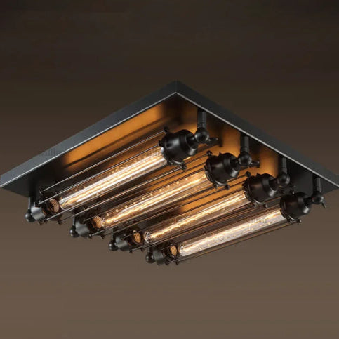 Eclairage industriel vintage 4 lampes