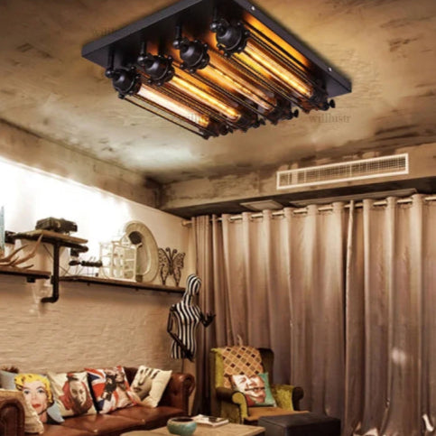 Eclairage industriel vintage salon