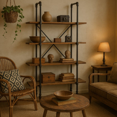 Etagère industrielle vintage salon  beige