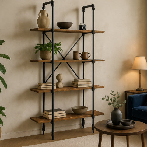 Etagère industrielle vintage salon  bleu