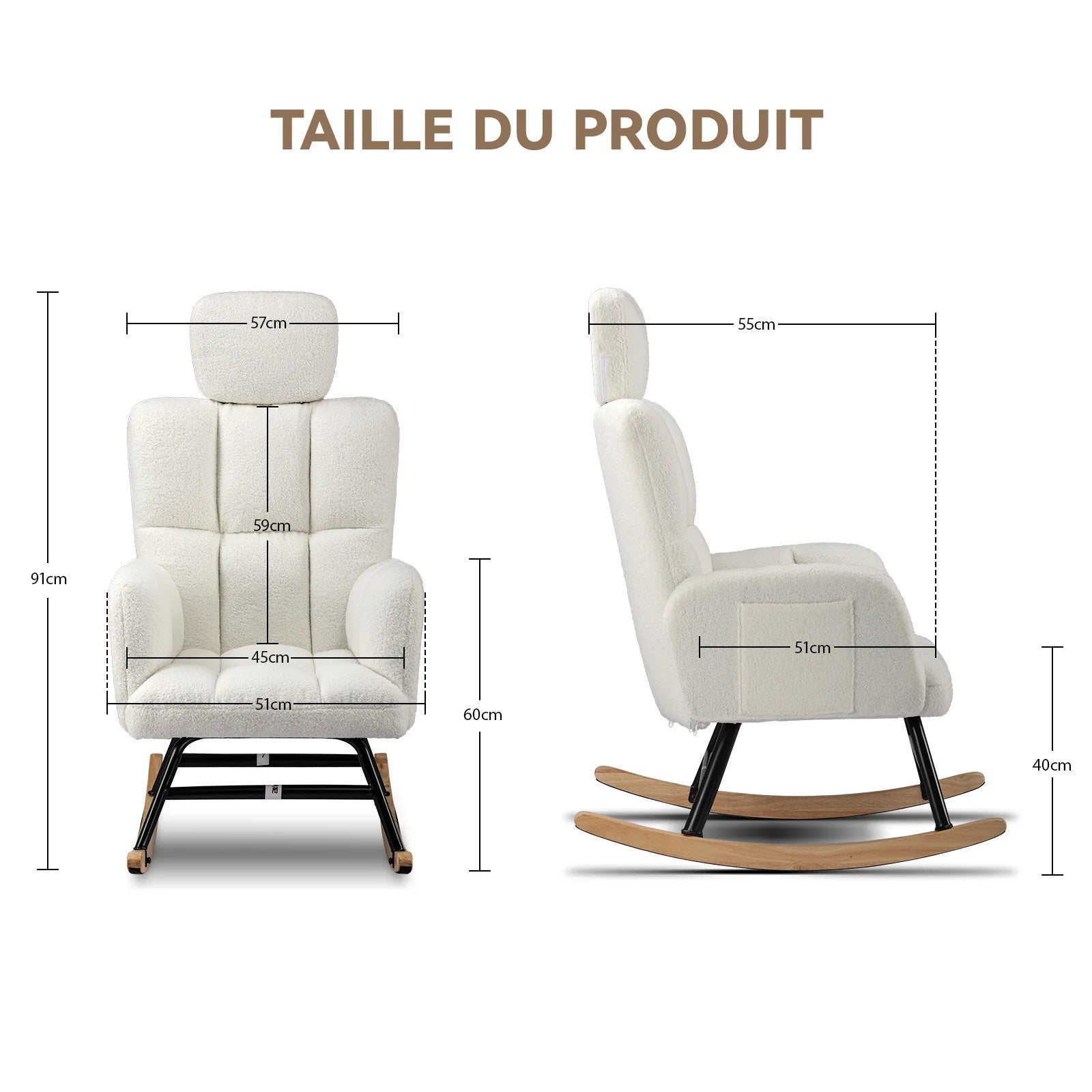 Fauteuil à bascule relax balançoire taille